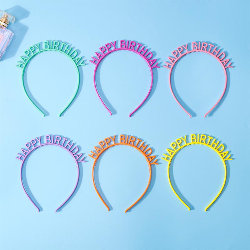 Candy Color Happy Birthday Headbands with Teeth Plastic Hair Hoops Bands Clasps Party Decoration Tiara Crowns Accessories