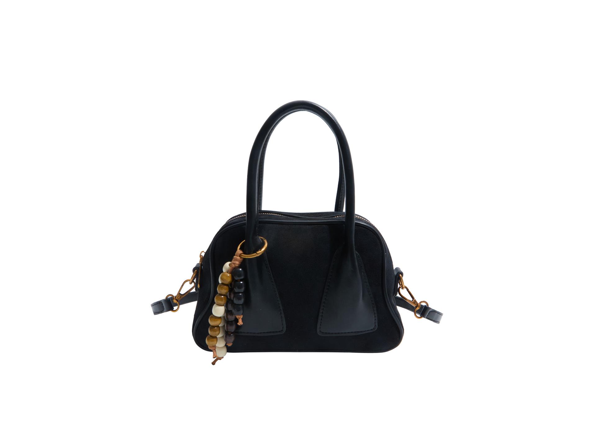 

Женская замшевая сумка кроссбоди на плечо высокого класса, в корейском стиле, модная сумка-боулинг 2025 года - В наличии 23x8x15cm чёрный