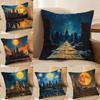 Angkor Wat Pillow Case Anti-dustmite Pillowcase Invisible Zipper Silky Short Plush Sofa Cushion Cover