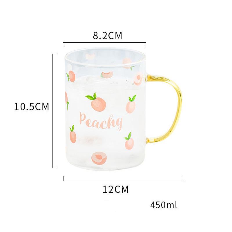450ML Colour Glass mug Water cup Printing Starry Sky Coffee Mug with spoon lid Breakfast Milk Cup Children's Gift
