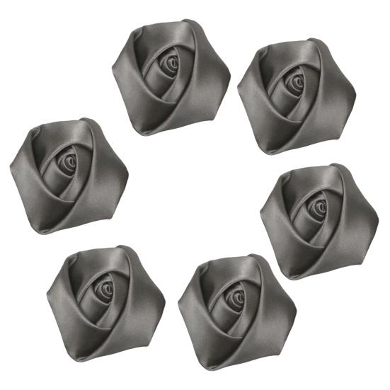 6Pcs Corsage Handmade Reversible Satin Roses Wedding Corsage DIY Hair Accessories Bridal Bouquets Small Floral Accessories