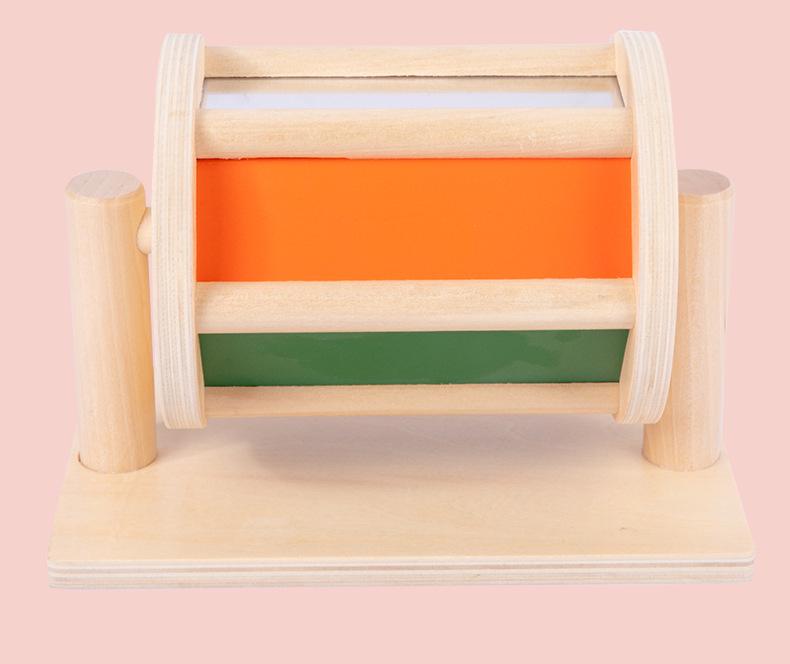 Montessori Wooden Coin Box Textile Drum Educational Toy for Ages 1-3