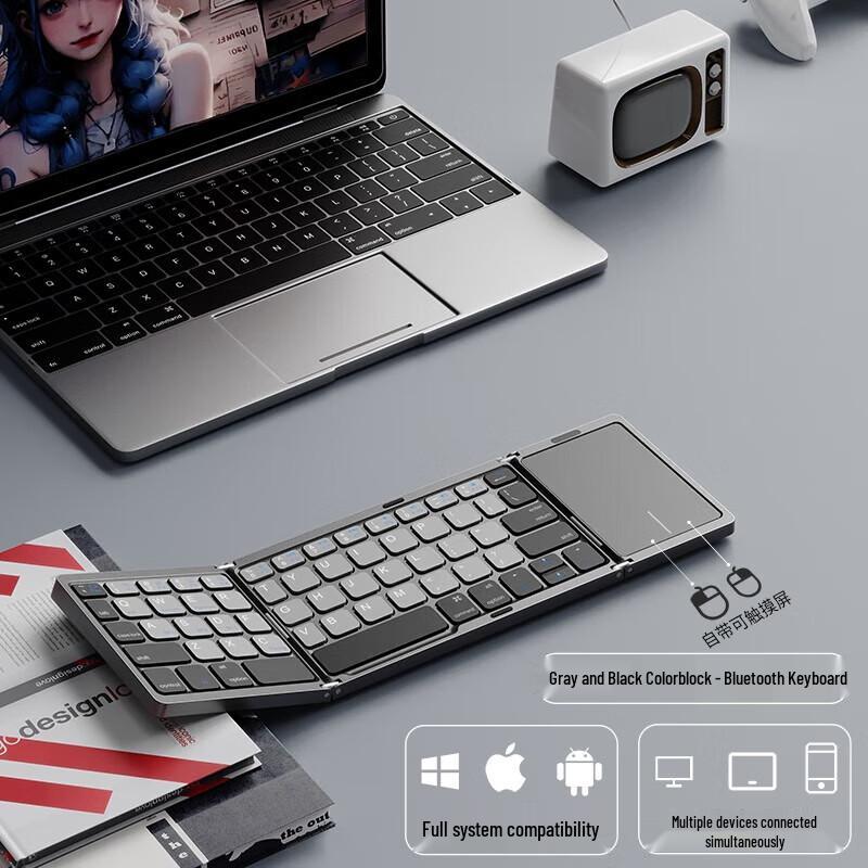 Беспроводная складная Bluetooth-клавиатура EWEADN B089T с тачпадом