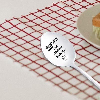 Father's Day Gift Spoon Tea Tableware Flatware Stainless Steel Mixing Stirring for