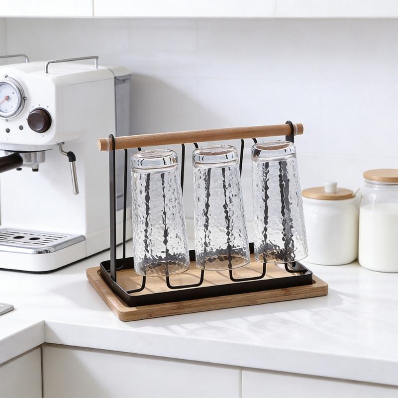 Elegant Iron Mug Rack Cups Organizer Cup Drying Stand Metal Texture Simple Theme Suitable for Modern Home Decorating