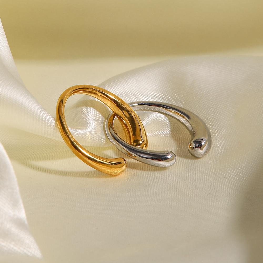 Youthway Cast Textured Fashion Stainless Steel Open Ring Waterproof Minimalist Statement Charm Jewelry Women