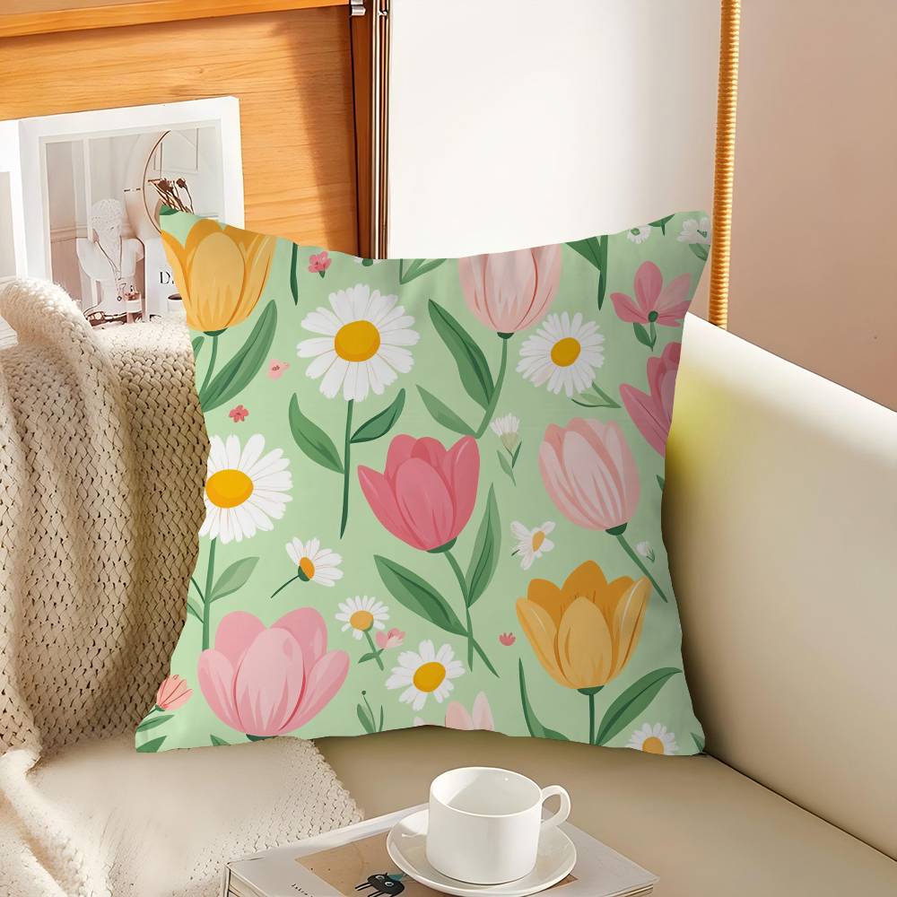 Cartoon Style Floral Pattern Pillowcases Home Bedding Decorative Pillow Cover Wedding Super Soft Pillow Case