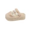 Baotou Thick-soled Fluffy Slippers Women's Autumn and Winter 2025 New Fashion Outer Wear Belt Buckle Fleece Thermal Cotton Slippers