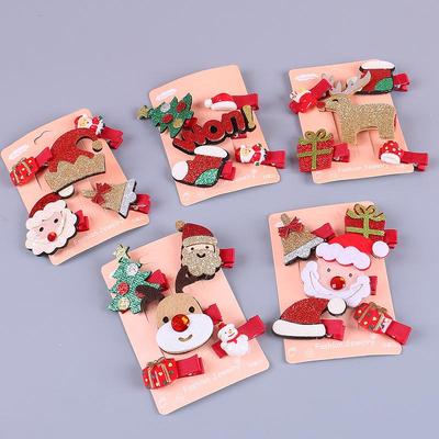 Halloween & Christmas Hair Clips Set: Festive Antler and Santa Claus Designs for Kids & Adults