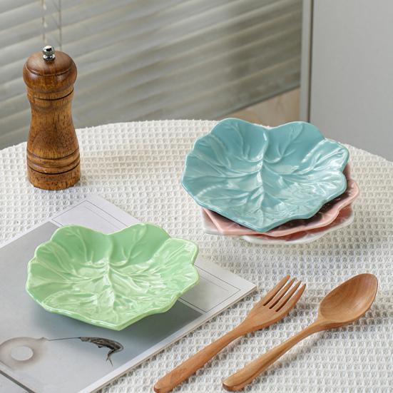 Poggiacucchiaio in Ceramica a Forma di Foglia Portautensili Versatile Piatto per Condimenti Vassoio per Gioielli Pratico Poggiaposate da Cucina