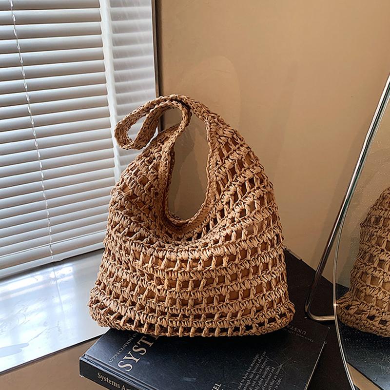 Summer Straw Woven Bag for Women Shoulder Bag Raffia Paper Rope Boho Beach Handbags Casual Messenger Crossbody Bag Female Purse