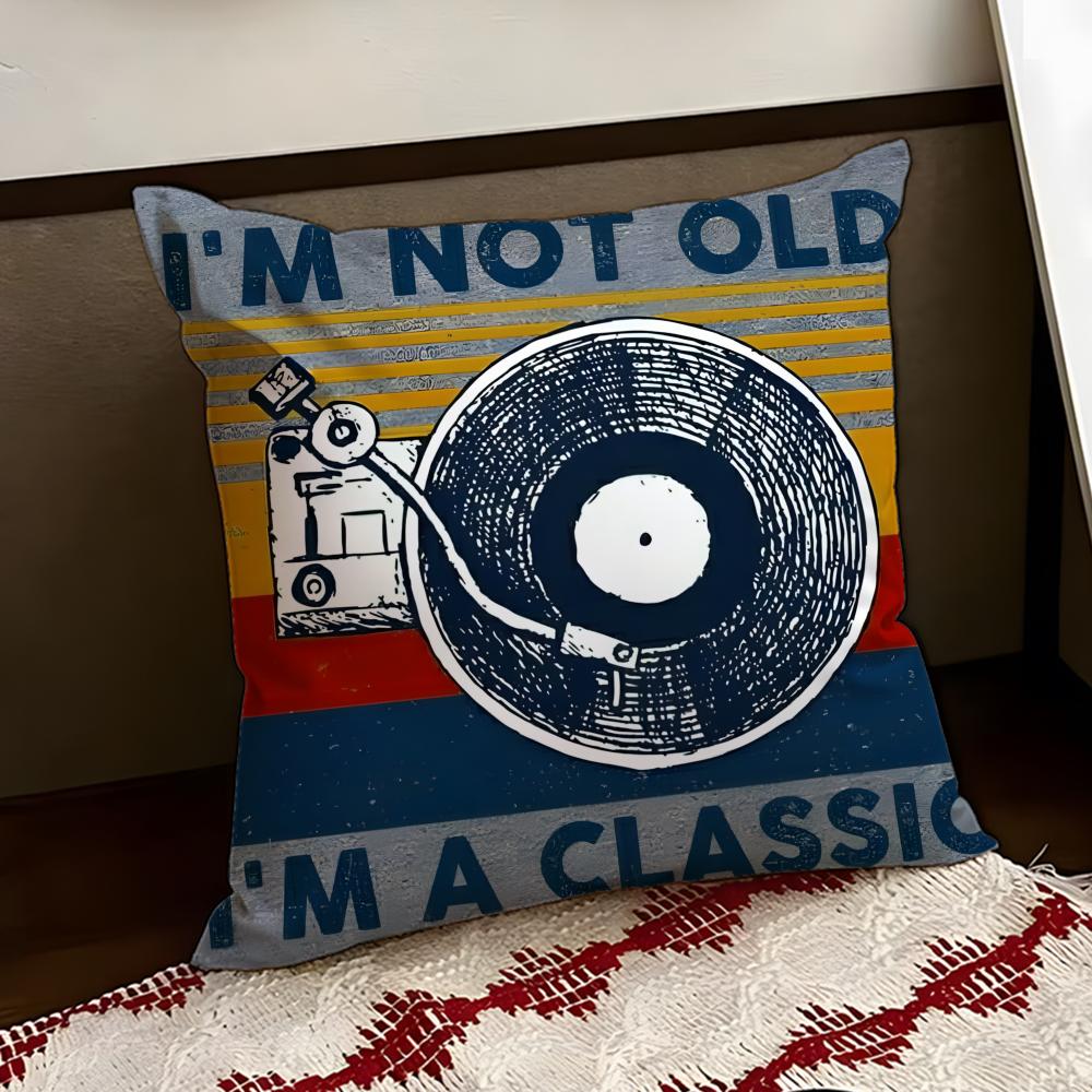 Music Tape Print Cushion Cover Reversible Soft Durable Pillow Cover Home Car MultiScene Use for Daily Comfort