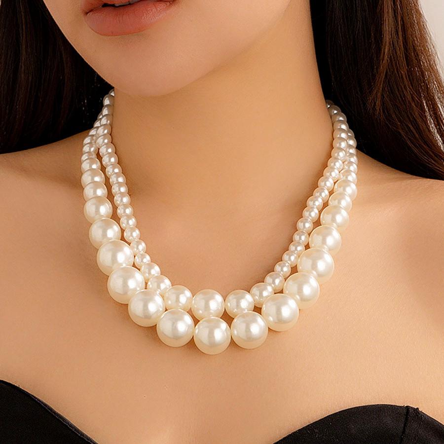 Moda Europeo-Americana: Collar Retro de Perlas Grandes para Mujer - Elegante Accesorio para Fiestas Nocturnas