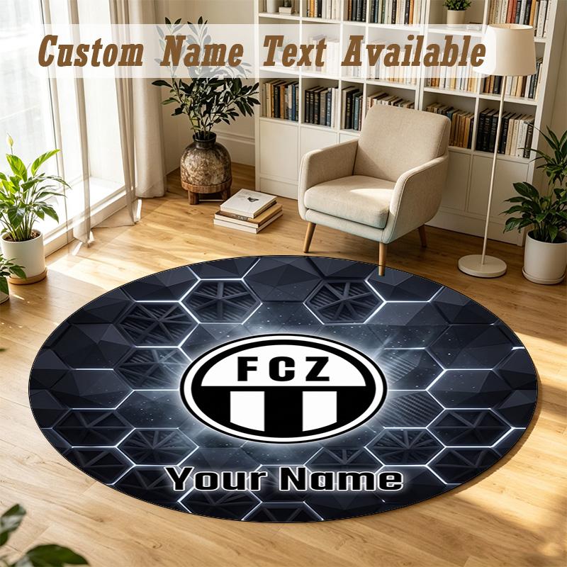 Round Rug Custom NameFC Zürich Pattern Non Slip Carpet Home Floor Decor