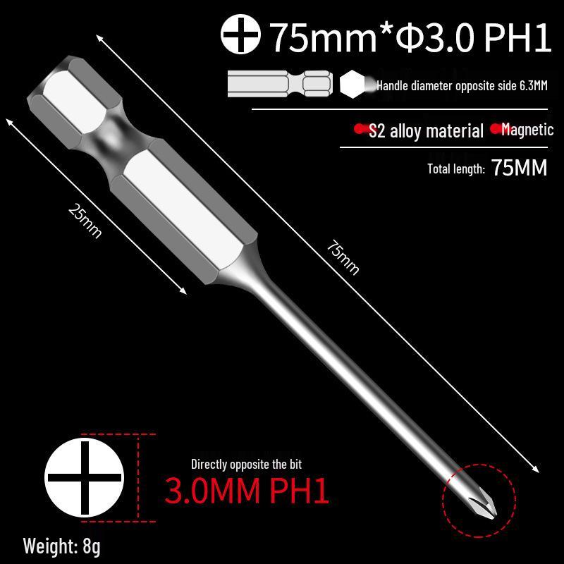 Phillips Head Electric Screwdriver Drill with Extended Fine Head, Strong Magnetic Hex Bit, High Hardness