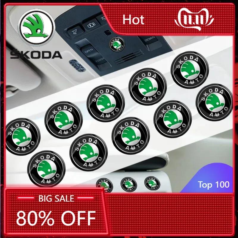 Autómatrica 2025 Új 10 db-os autó logós autó középkonzol trombita dekorációs matrica Skoda Octavia Fabia Superb Roomster Kodiaq-hoz