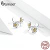 Bamoer Sakura Floral Branch Tiny Earrings Sterling Silver 925 Vivid 3D Flower Fine Bijoux Orecchini
