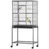 Large Bird Cage Budgie Cage with Stand, Storage Shelf, Wood Perch for Parrot Canary Parakeet Cockatiels, 81 x 48 x 162.5 cm