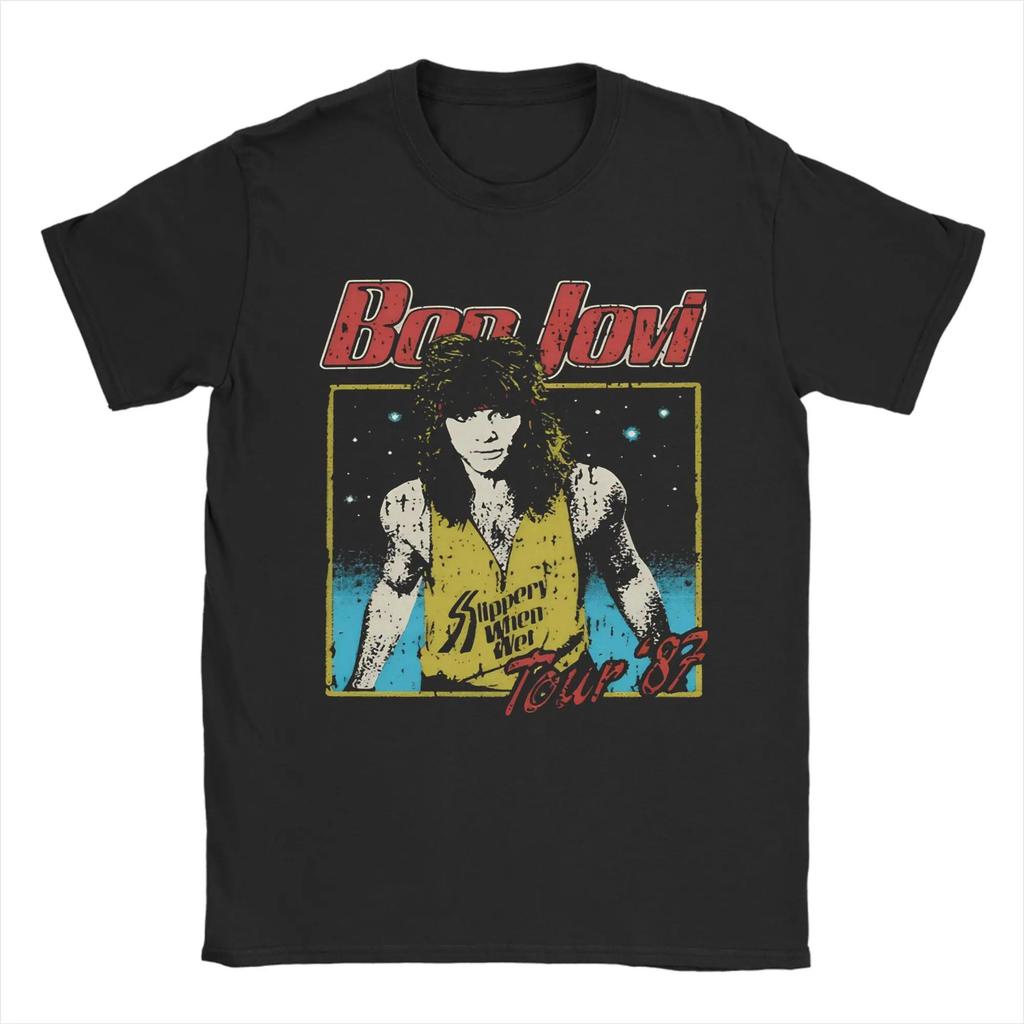 Hard Rock Band Bon Jovi Tour 2026 Poster Print Tshirt Unisexs Unisexs Clothing Streetwear Y2k Fashion Top Cotton Solf Summer Tee