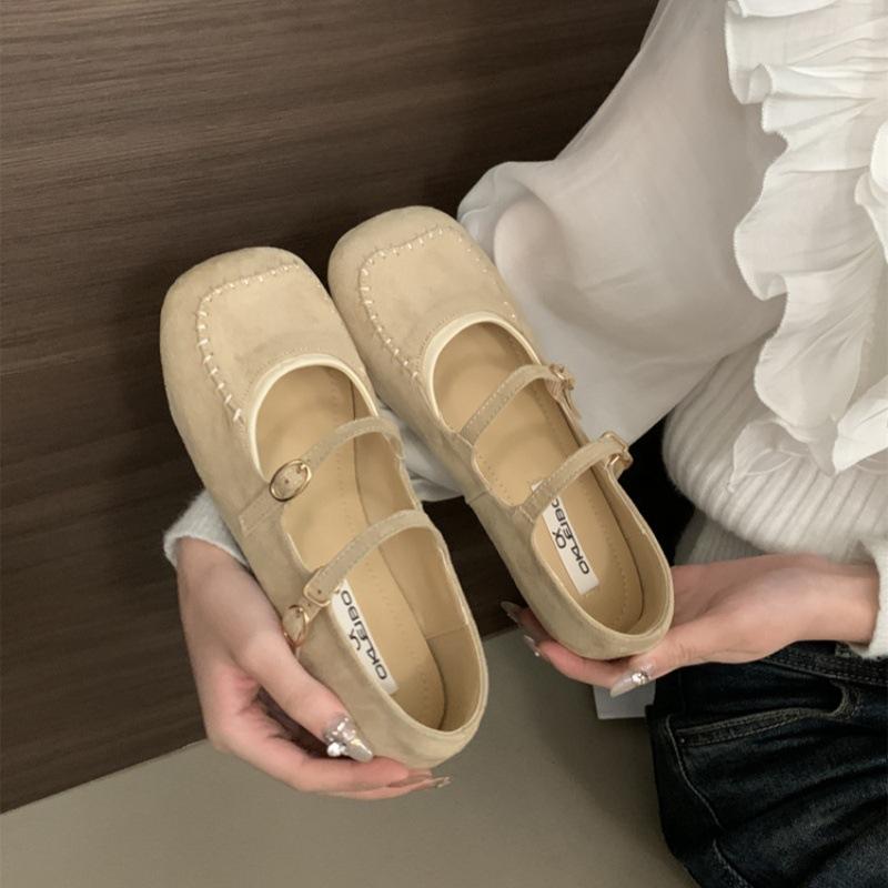 

Туфли лоферы на плоской подошве Loafu Doudou для женщин 2025 новинка Мори нишевые двубортные с неглубоким вырезом одинарные туфли для женщин корейская версия фас 35