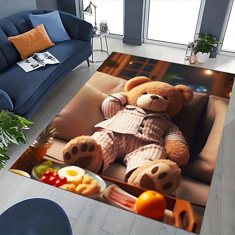 1pc Teddy Bear Pajama Chair Mat - Anime Cartoon Design Office Chair Pad, Non-Slip Carpet for Home Decor, Living Room, Bedroom, Game Room, and Dormitor