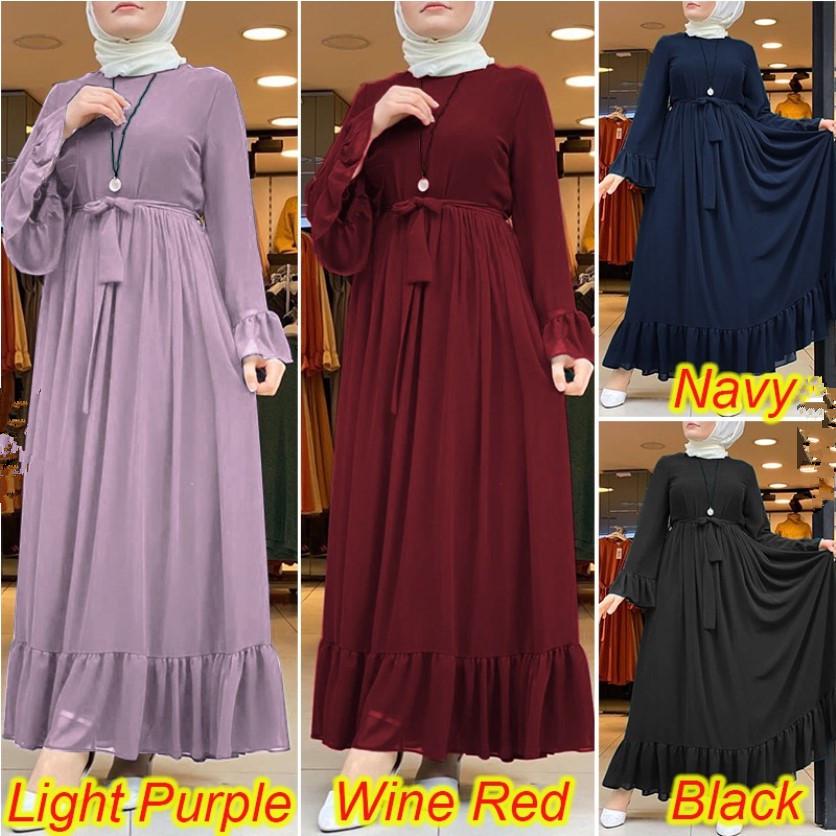 Einfarbiges Retro-Freizeitkleid mit ausgestellten Ärmeln in Übergröße