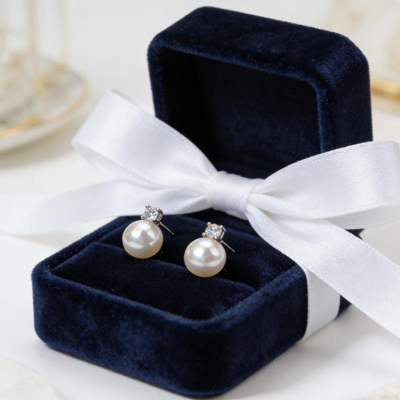 S925 Sterling Silver Princess Diana Pearl and Cubic Zirconia Stud Earrings 925 Sterling Silver