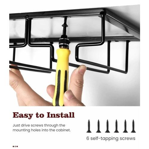 Nuovoware Wine Glass Holder, Wine Glass Hanger, Hanging Wine Glass Rack, Wire, 3-Row, Wine Glass Storage, Wine Glass Drying/Draining, for Home and Com