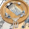 Hot-Selling Blue and White Porcelain Color Matching Ancient Style Butterfly Tassel Bracelet for Women, Niche Design, New Chinese Style Peace and