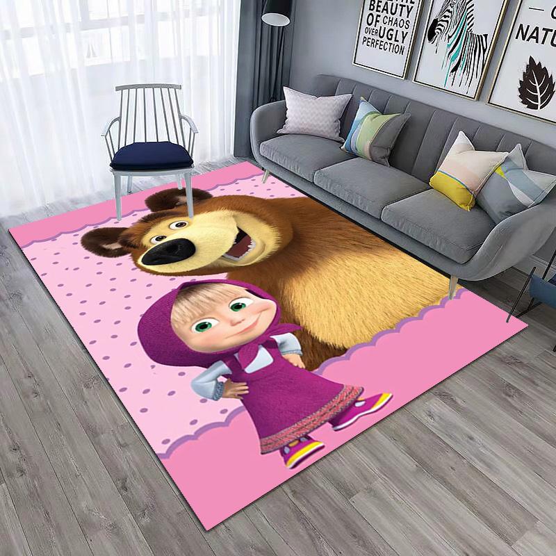 Russian animation Masha and the Bear Fairy Tale Cartoon Carpet Soft Home Living Room Bedroom Door Mat Outdoor Picnic Ground Mat rug T1