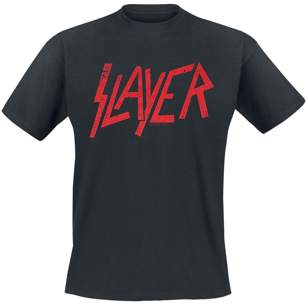 Slayer Distressed Red Logo Print T Shirt 100 Cotton Casual Neutral Tee Thrash Metal Streetwear M