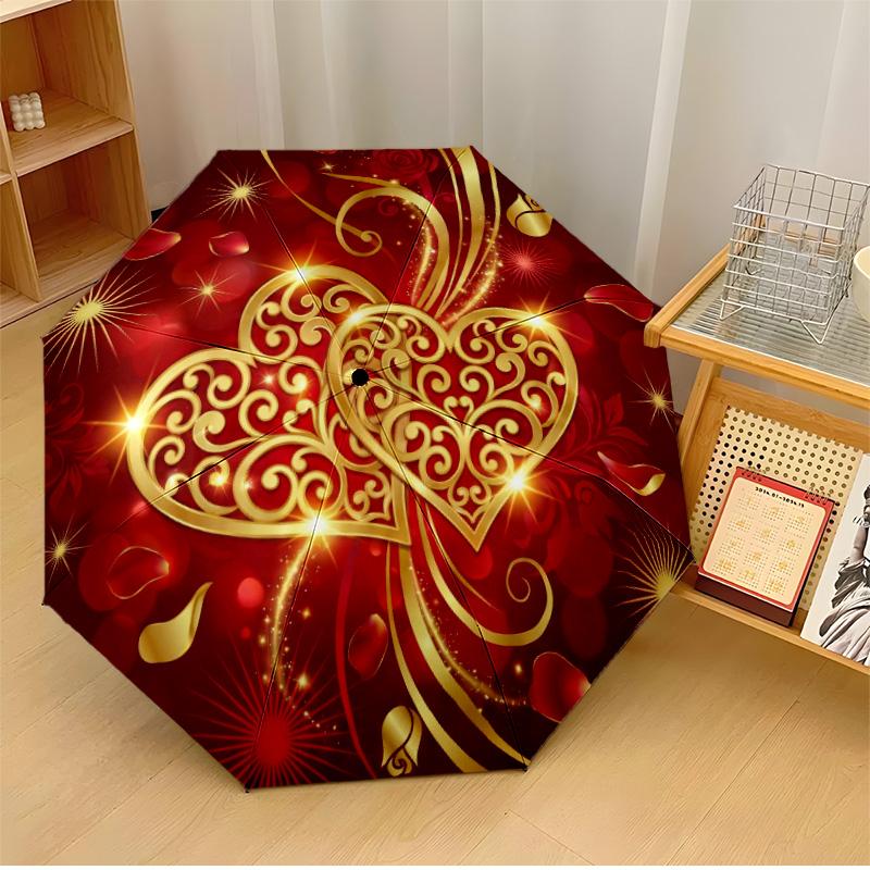 

Golden Lotus Mandala 4 Theme Automatic Umbrella Compact 8-Rib Design Sturdy Construction Durable Umbrella Stylish Accessory