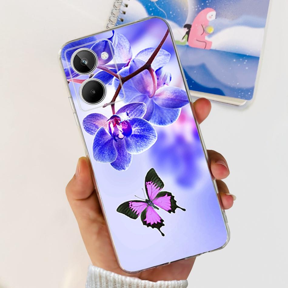 Cute Flower Cat Painted Case For Realme 10 / Realme 10 Pro / Realme 10 Pro+ Soft Silicone TPU Cover For Realme10 4G 10Pro Plus