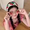 Bandeau Tricoté Fraise Femmes Tricot Large Cerceau de Tête Bandeaux Fille Été Mignon Chapeau Accessoires Cheveux Cerceau de Tête Rétro