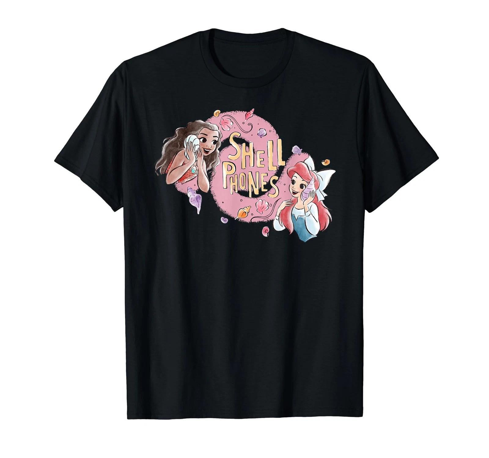Disney Princess Moana And Ariel Shell Phone T-Shirt_ S
