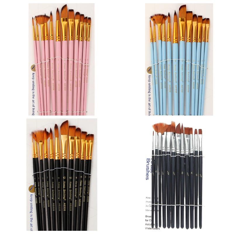 12-Piece Acrylic, Watercolor, and Oil Paint Brush Set – No Shed, Includes 13 Gouache Brushes