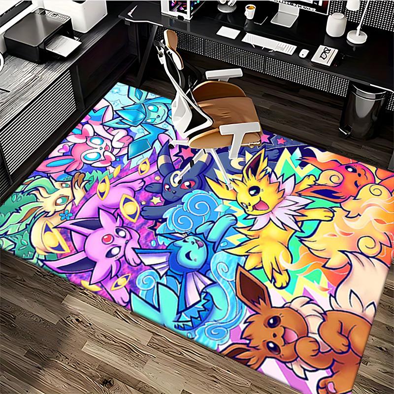 1pc Anime Pokémon Eevee Evolution Chair Mat - Office Desk Rug, Non-Slip Carpet for Home Decor, Gaming Room, Bedroom, Living Room, Birthday Gift, Seaso