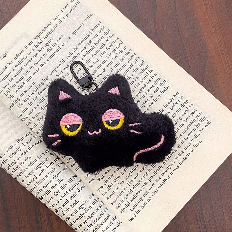 Cute Black Kitten Plush Keychain Cartoon Cat Stuffed Doll Backpack Decorative Pendant Car Key Chain Accessories Friend Gifts