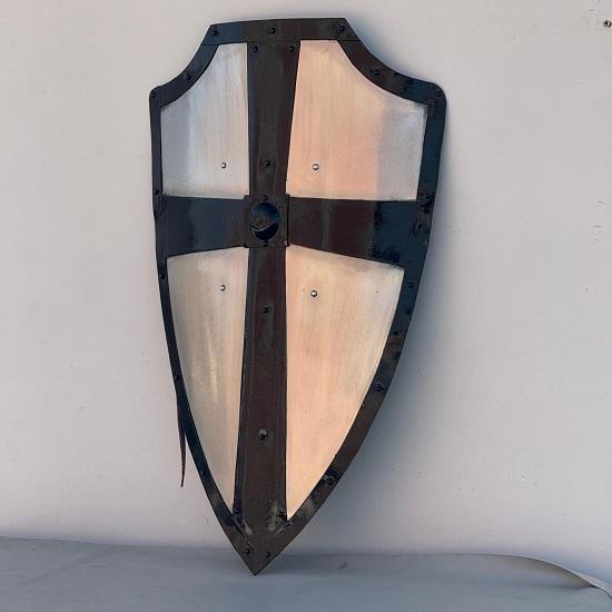 Medieval Black Cross Knight Templar Shield Metal Shield Larp Cosplay Display Shield Halloween Costume