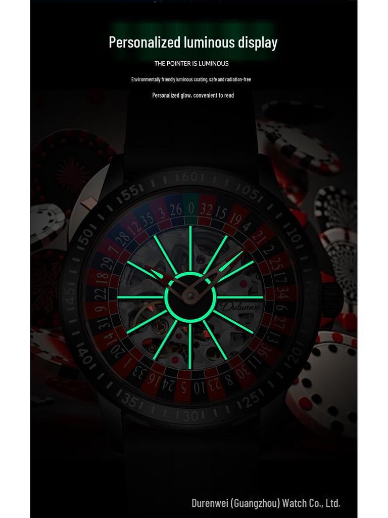 Beliebte Durenway Herren Automatikuhr mit Roulette-Drehteller – Wasserdicht, Leuchtend, Modisch.