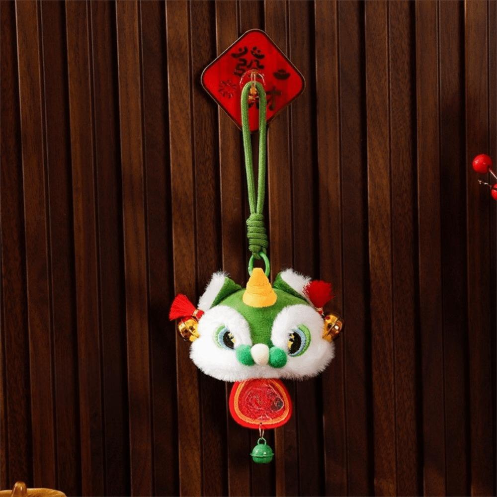 Cartoon Dance Lion Pendant Lion Head Tassel Wind Chime with Bell Door Pendant Spring Festival