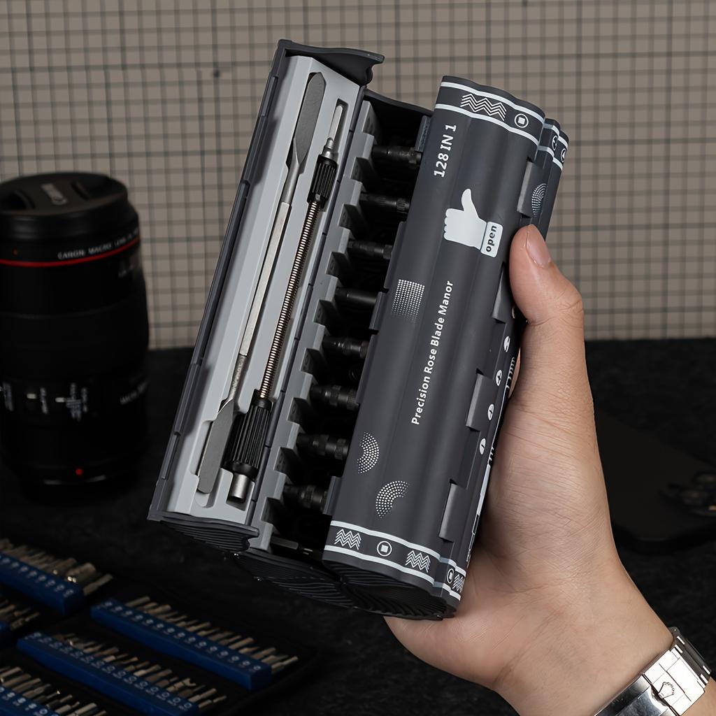 Manyetik tahrik ve esnek şafta sahip 128'i 1 arada hassas tornavida seti - elektronik ve mobilya için uygundur