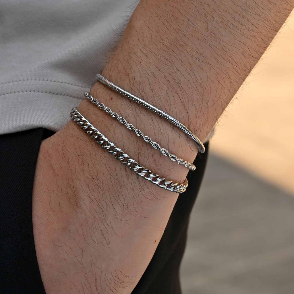 2/3pcs Stainless Steel Cross Cuban Bracelets for Men Waterproof Non Fading Twist Chain Bracelet Simple Fashion Jewelry Gifts