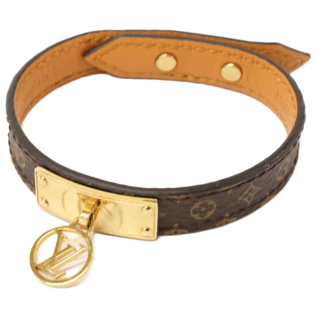 LOUIS VUITTON M4150 Brasserie Logomania Monogram Canvas Bracelet 17 Brown / GoldUsed