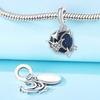 Copper Blue Starry Sky Bat Pendant Fit Fine Original Bracelet Charm Beads Necklace Diy Jewelry Gift Accessories
