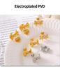 Gold-Plated Zircon Heart Stud Earrings with Pleated Bow Design