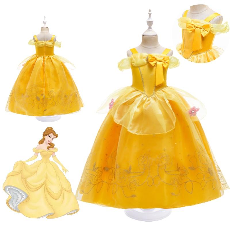 Soft Comfortable Girls Princess Belle Costume For Xmas/halloween/fancy Dress