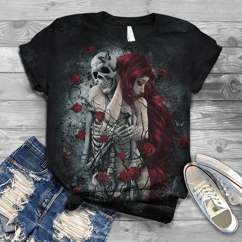 Uformell Kortermet Trykket Moteriktig Oversized 3D Topp Mønster T-skjorte for Menn Komfortabel Sommer Rund Hals