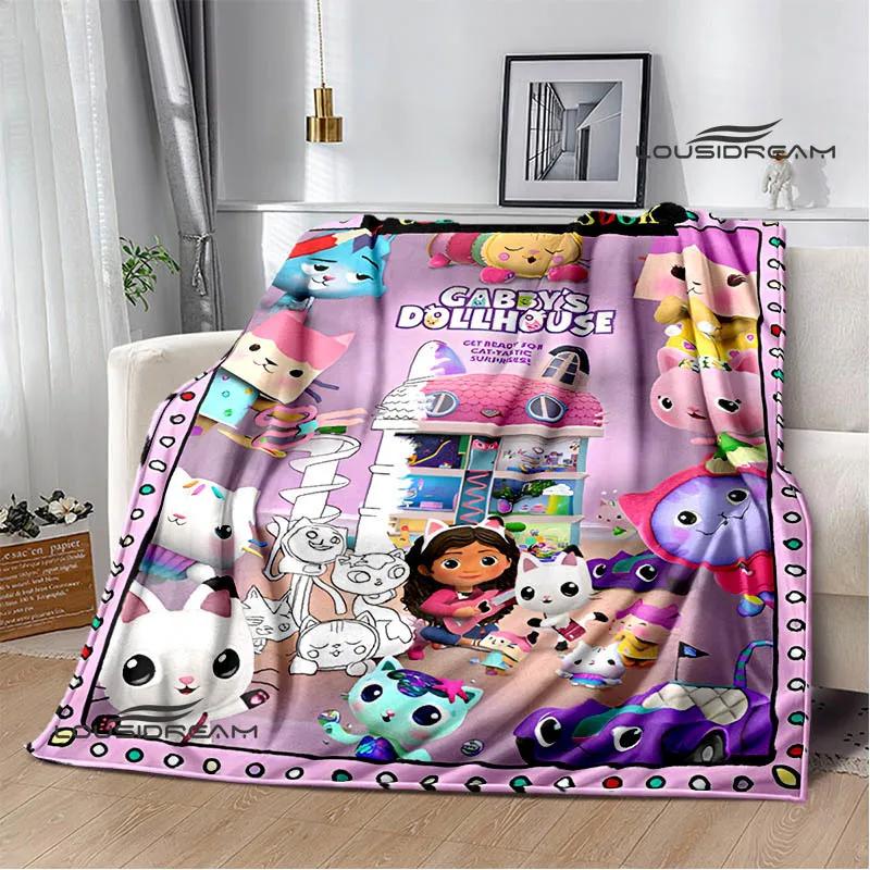 Gabby's Dollhouse Cute Anime Printed Blankets Picnic Blanket Flannel Warm Blanket Travel Blankets Bed Linings Birthday Gift