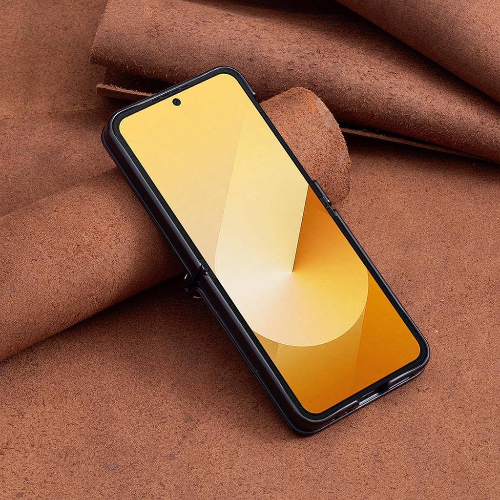 Für Samsung Galaxy Z Flip6 5G/Z Flip5 5G Leder Rückseite Hülle Rauten Handyhülle mit Schultergurt